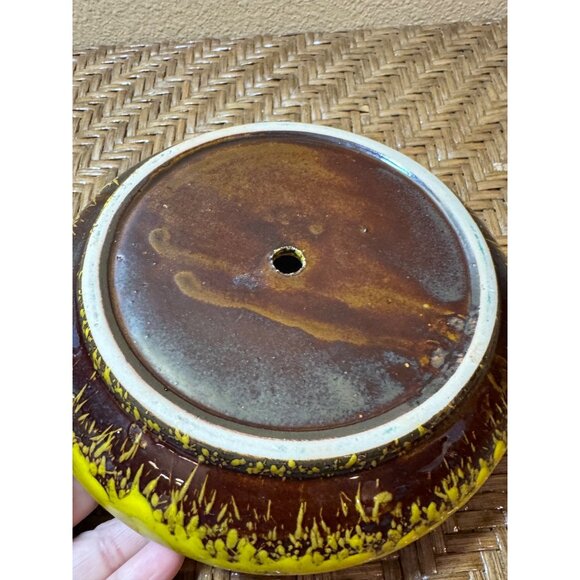 Vintage Yellow & Brown Ceramic Bonsai Drip Planter - Picture 4 of 4